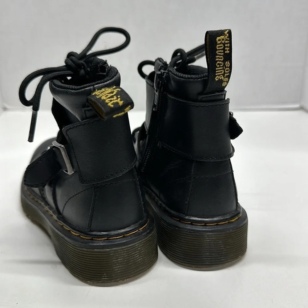 Dr Martens Joska Combat Boots Leather Lace Up Docs 1460 Black Youth Kids Size 12